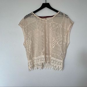 Xhiliration Crochet Beach Coverup Top